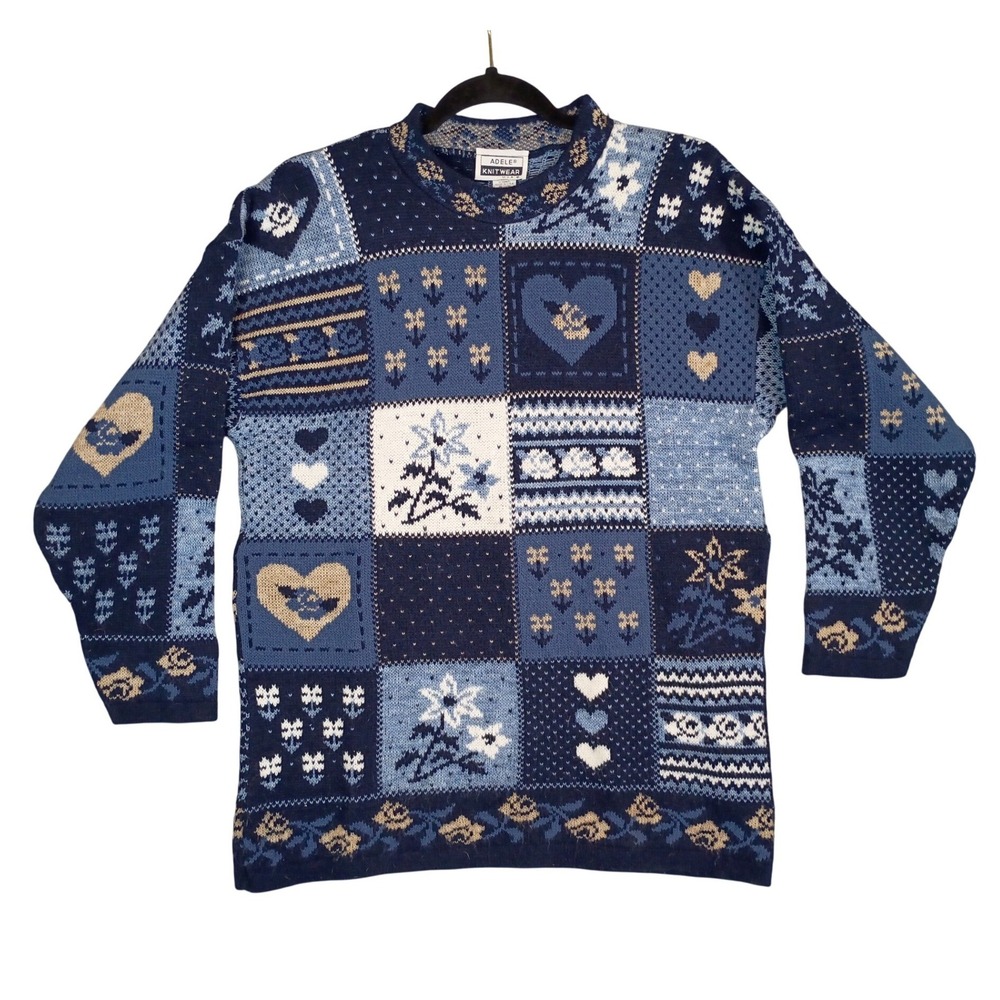 Adele Knitwear Womens Small Patchwork Vintage Coz… - image 1